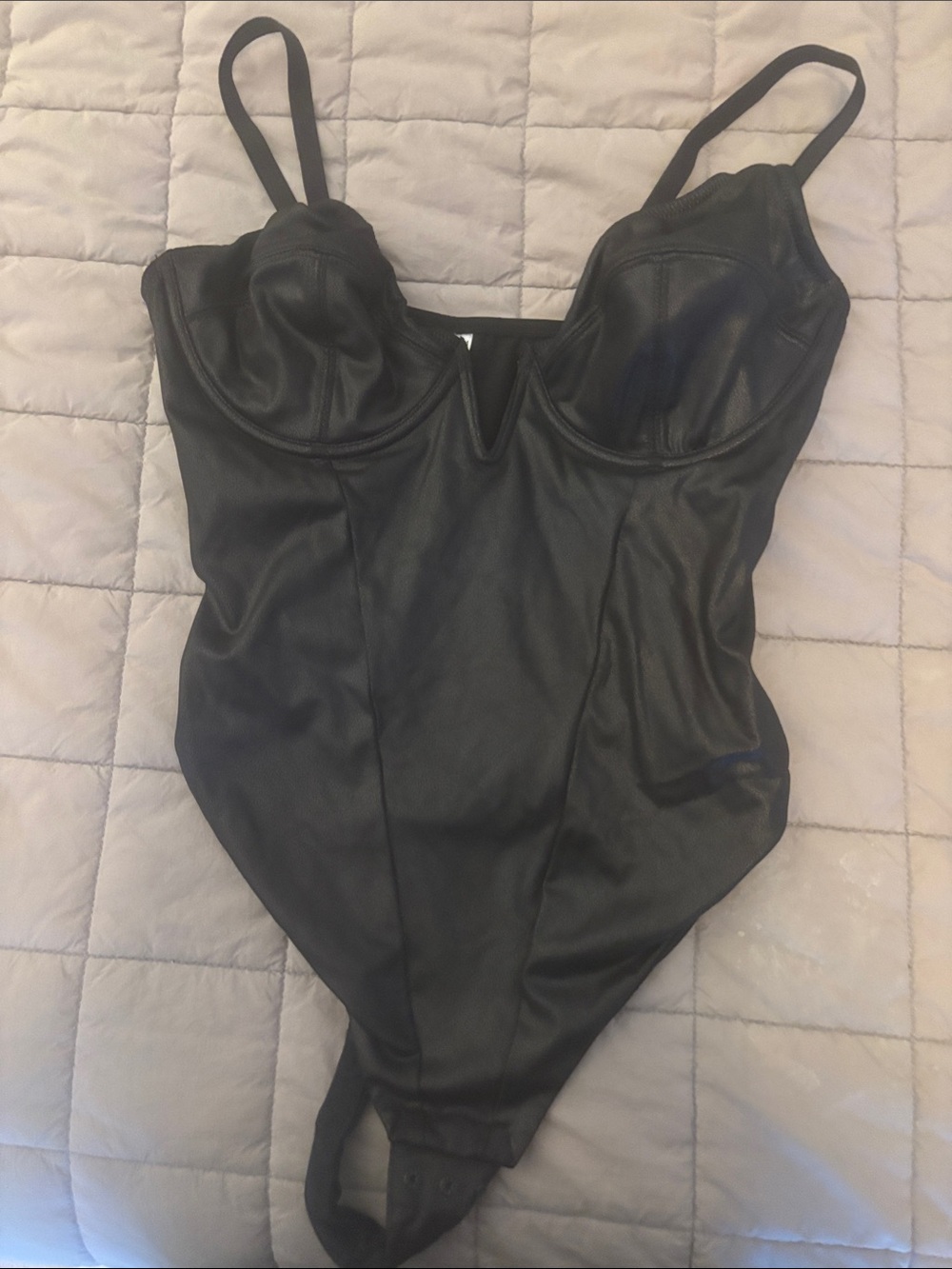 Popilush - faux leather thong bodysuit
